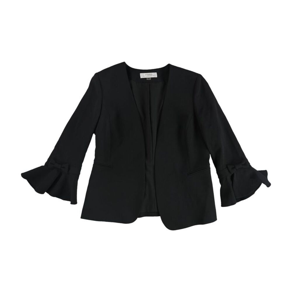 Tahari Black Ruffle-Sleeve Open Blazer
